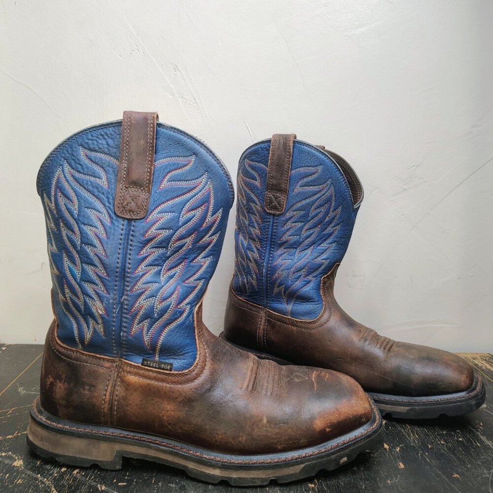 Ariat Men's Western Boots with Blue and Brown Leather